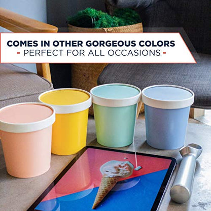  Ice Cream Containers With Lids - 16 Oz Pint Disposable Ice Cream Storage Container For Homemade Icecream. Freezer-Safe Paper Tub With Lid For Frozen Desserts Yoghurt (Assorted, 24)