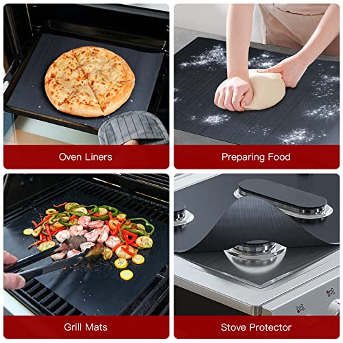  3 Pack Large Oven Liners For Bottom Of Electric Gas Oven, Reusable - Heavy Duty Non-Stick Teflon Oven Mats 15.8"x 23.7", Easy To Clean - Oven Floor Protector Liner -Reduce Food Spills And Stuck