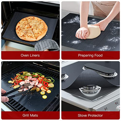  3 Pack Large Oven Liners For Bottom Of Electric Gas Oven, Reusable - Heavy Duty Non-Stick Teflon Oven Mats 15.8"x 23.7", Easy To Clean - Oven Floor Protector Liner -Reduce Food Spills And Stuck