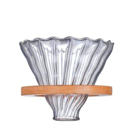  Glass Coffee Dripper/Filter - Glass Pour Over Coffee Cone With Bamboo Stand, Drip Coffee Maker Funnel Accessories For Home Or Office, 1-4 Cups