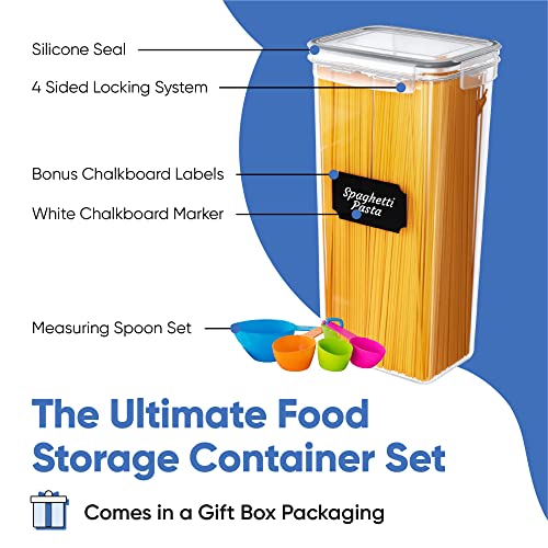  Airtight Food Storage Containers With Lids For Kitchen Organization 14 PC - Plastic Kitchen Storage Containers For Pantry Organization And Storage - Cereal, Rice, Pasta, Flour And Sugar Containers