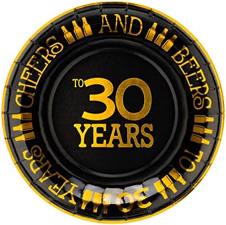  40th Birthday Plates Black And Gold Dessert, Buffet, Cake, Lunch, Dinner Plates For 40th Birthday Decorations Party Supplies, Cheers To 40 Years! 50 Count, 9" Plate