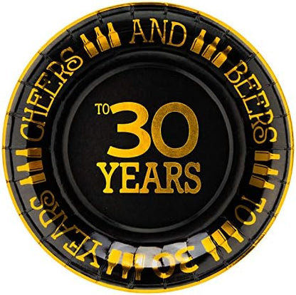  40th Birthday Plates Black And Gold Dessert, Buffet, Cake, Lunch, Dinner Plates For 40th Birthday Decorations Party Supplies, Cheers To 40 Years! 50 Count, 9" Plate