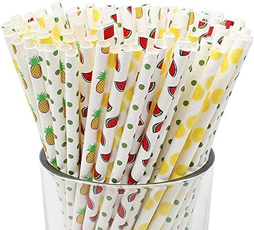  Premium 100pcs Disposable Drinking Paper Straws (Lemonade Stand)