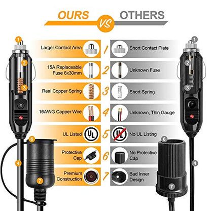  Mini Fridge 4 Liter/6 Can AC/DC Black Cigarette Lighter Extension Cord 12Ft/12V/120W/15A Bundle