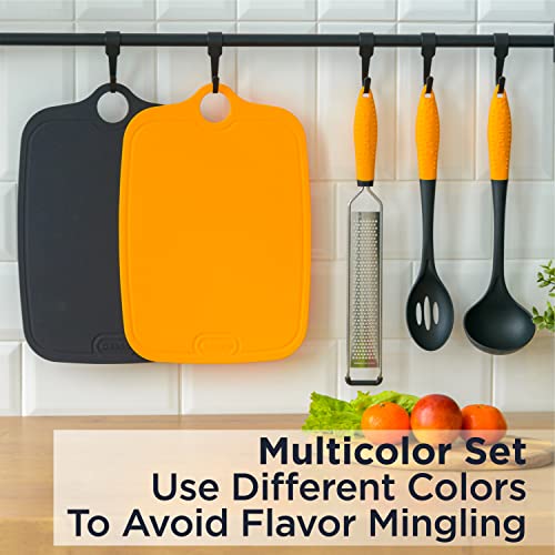  LUX Durable TPU Cutting Boards For Kitchen, Set Of 2, Double-Sided Non-Slip Chopping Board, Built-in Ruler, Flexible Large Cutting Board, Deep Juice Grooves, Dishwasher Safe