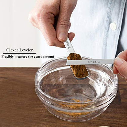  Measuring Cups & Spoons Set Of 21 - Includes 7 Stainless Steel Nesting Measuring Cups, 8 Measuring Spoons, 1 Leveler & 5 Mini Measuring Spoons, Ideal For Dry And Liquid Ingredients