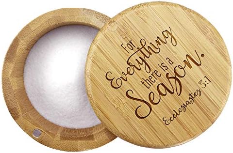  Salt Cellar Bamboo Storage Box With Magnetic Swivel Lid, 6 Ounce Capacity, You Are The Salt Of The Earth Matthew 5:13 Engraved On Lid