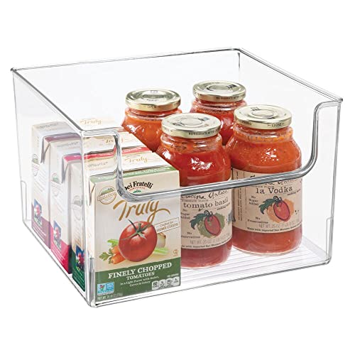  Modern Plastic Open Front Dip Storage Organizer Bin Basket For Kitchen Organization - Shelf, Cubby, Cabinet, And Pantry Organizing Decor - Ligne Collection - Clear