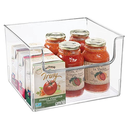  Modern Plastic Open Front Dip Storage Organizer Bin Basket For Kitchen Organization - Shelf, Cubby, Cabinet, And Pantry Organizing Decor - Ligne Collection - Clear