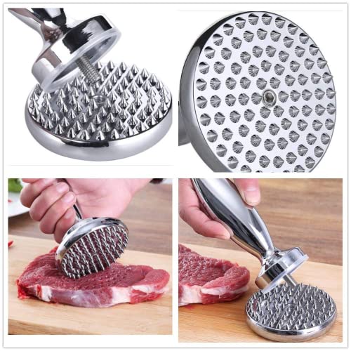  Dual Sided Meat Tenderizer Marinating Prep Tool,Manual Hammer Mallet Tool For Steak,Reversible Stainless Steel Base (Dual Sided Tenderizer)