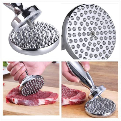  Dual Sided Meat Tenderizer Marinating Prep Tool,Manual Hammer Mallet Tool For Steak,Reversible Stainless Steel Base (Dual Sided Tenderizer)