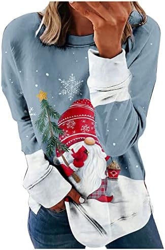  Womens Causal Loose Crewneck Cute Long Sleeve Crew Neck Christmas Print Plus Size Sweatshirts Pullover Top Fall Clothes