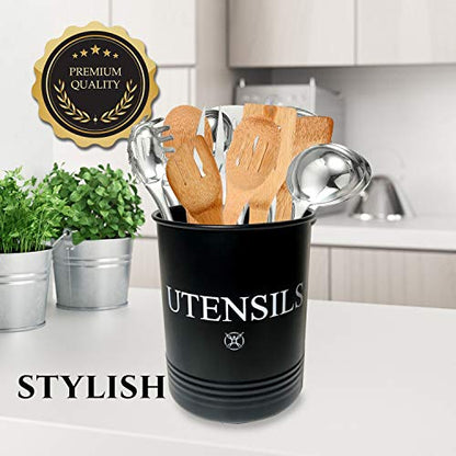  Utensil Holder Large Crocks Kitchen (black)