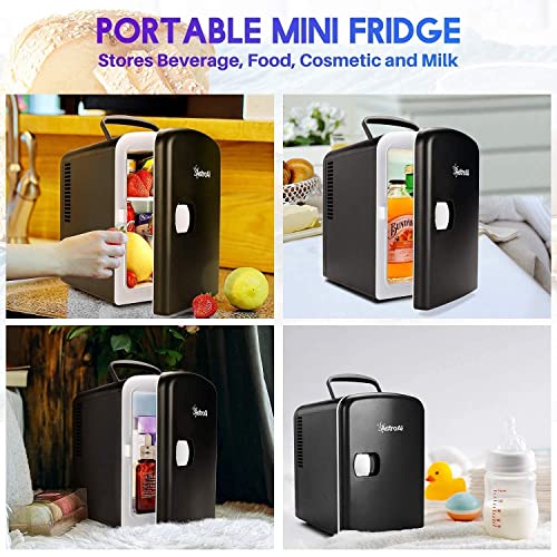  Mini Fridge 4 Liter/6 Can AC/DC Black Cigarette Lighter Extension Cord 12Ft/12V/120W/15A Bundle