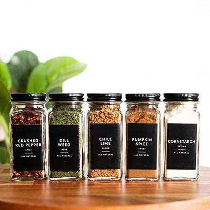  Black Spice Labels For Spice Jars | 148 Spice Jar Labels For Spice Containers | Spice Labels Stickers Preprinted | Spice Organizing Labels Herb Seasoning Kitchen Pantry Labels For Jars