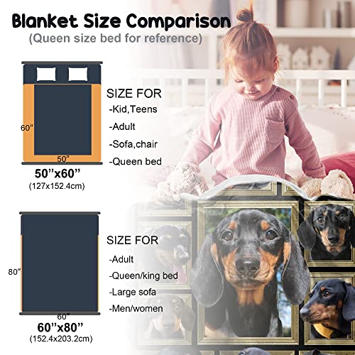  Dachshund Blanket,Dachshund Gift For Women,Dog Blanket Throw For Kid Adult Men Women Dachshund Lovers Super Soft Flannel Blanket For Bed Sofa Office Living Room Decor 60"x80"