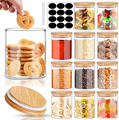  -Glass Jars With Bamboo Lids 32 Oz 8 Pcs Glass Food Storage Containers With Airtight Bamboo Lids, Glass Canisters Stackable Kitchen Pantry Bamboo Lid For Coffee Beans, Rice, Sugar And More