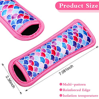  Ice Cream Bar Insulator Sleeves Reusable Freezer Pop Holders Antifreezing Sleeves Ice Cream Bar Holder Bags Multi Pattern Ice Cream Bar Bag For Kids (Cute Pattern,16 Pieces)