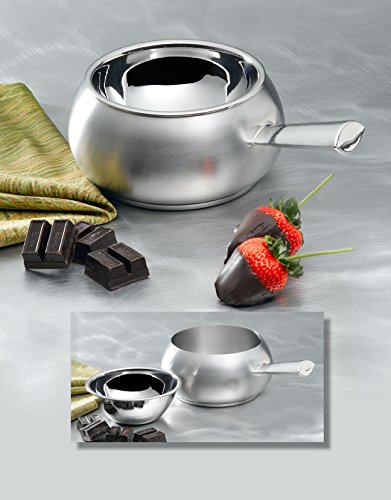  5150SS Stainless Steel Induction Bottom Fondue Pot With Tapered Handle, 6" Diameter X 4" Height