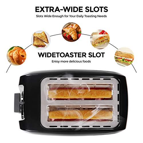  Toaster 2 Slice Stainless Steel Black Bagel Toasters Evenly And Quickly With 2 Wide Slots 7 Shade Settings And Removable Crumb Tray For Bread Waffles