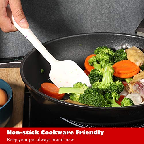  Heat Resistant Silicone Spatulas Set 6pcs, Seamless Design Non-Stick Mixing Spatulas With Stainless Steel Core, Premium BPA-Free Rubber Spatula Baking Cooking Utensile For Home Kitchen BBQ (white)