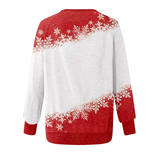  Womens Crewneck Sweatshirt Fall Fashion Sweatshirts Long Sleeve Christmas Print Loose Tops Pullover Top Streetwear