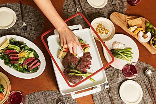  Dr.HOWS Shabu Shabu Hotpot, Barbecue And Grill Cookware Set - Doran Doran Multi Cooker RED With Young Stain SIMPLE Tweezers Tongs For Party, Family And Friend Gathering