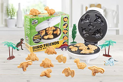  Dinosaur Mini Waffle Maker- 5 Different Shaped Dinos In Minutes - Make Fun Jurassic Breakfast For Kids And Adults With Cool Novelty Pancakes, Electric Non-Stick Waffler Iron, Fun Gift For Holiday