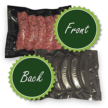  11X50 Black & Clear Vacuum Sealer Bag Roll, Foodsaver Compatible, Heavy-Duty, Commercial Grade, Odor Resistant, Sous Vide, Light Protection