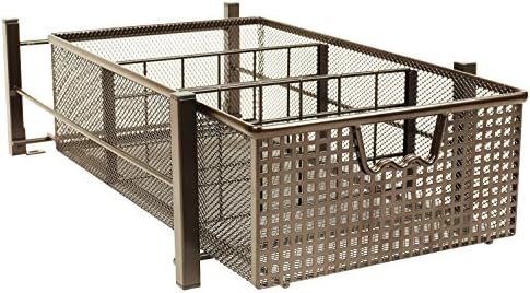  Mesh Cabinet Basket Organizer With Split Card, Silver (Large - 10 X 15.8 X 7.5)