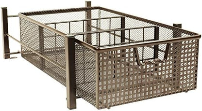  Mesh Cabinet Basket Organizer With Split Card, Silver (Large - 10 X 15.8 X 7.5)