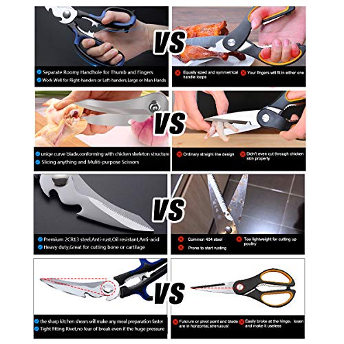  Latest 2020 Heavy Duty Kitchen Shears With Unique Curve Blade, No Rust Cooking Knives Multi-purpose Scissors For Turkey Poultry Chicken Meat Bone Nuts Cardboard