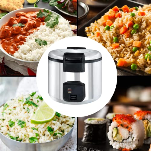  Ommercial 33 Cup Rice Cooker & Warmer, Durable Stainless Steel Housing, Keeps Rice Warm And Ready To Serve After Cooking, Comes With Non-Stick Inner Pot. Perfect For Restaurants, Party's, Social Gatherings And More