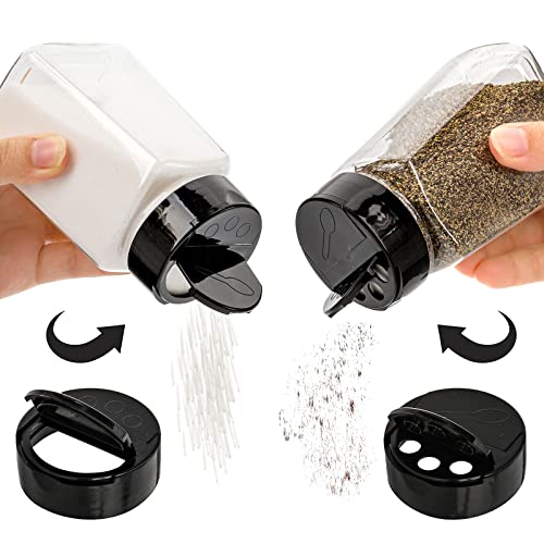  24 Pack Clear Plastic Spice Jars With Black Flap Cap, 9OZ Seasoning Jars Storage Container Bottle To Pour Or Sifter Shaker For Storing Spice, Herbs And Powders