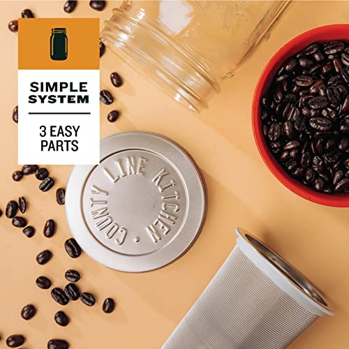  - Cold Brew Mason Jar Coffee Maker, Durable Glass, Heavy Duty Stainless Steel Filter And Lid - 2 Quart, (64 Oz / 1.9 Liter)