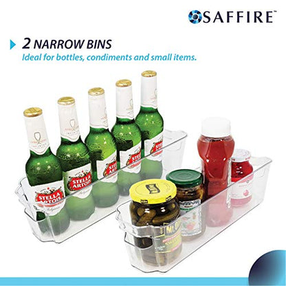  6-Pieces Organizer Bins For Refrigerator, Freezer, Drawer And Pantry BPA-Free
