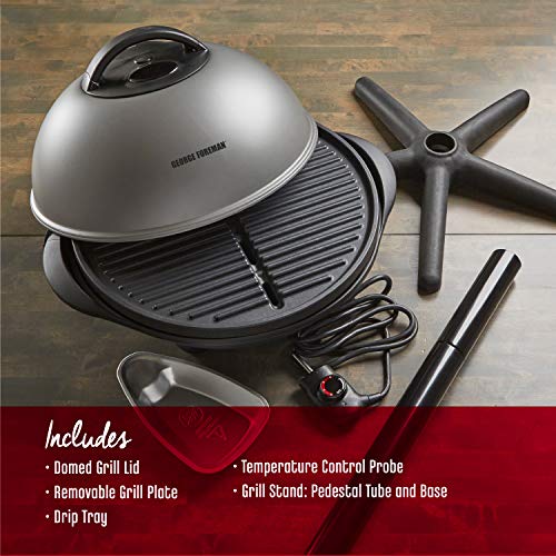  , Silver, 12+ Servings Upto 15 Indoor/Outdoor Electric Grill, GGR50B, REGULAR & 4-Serving Removable Plate Grill And Panini Press, Black, GRP1060B