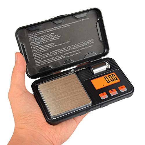  Digital Scale, Lan Sheng 200g X 0.01g Gram Scale With Pocket Size, 50g Calibration Weight,6 Units Conversion, LCD Back-Lit Display, Use For Jewelry/Medicine/Food/Powder/Weed(Battery Included)