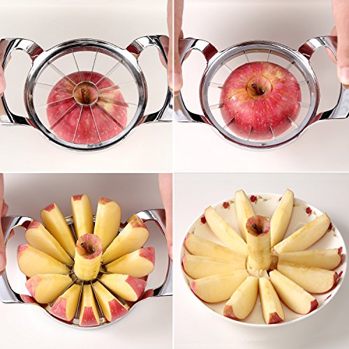  Apple Slicer, Upgraded Version 12 Slices Extra Large Apple Cutter, Stainless Steel Ultra-Sharp Apple Slicer And Corer, Pitter, Apple Divider Up To 4 Inches Fruit (Upgraded)
