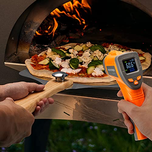  Izza Peel (14"x12") W/Pizza Cutter & Infrared Laser Temperature Thermometer Gun| INKBIRDPLUS Pizza Peel W/Foldable Wood Handle For Easy Storage To Baking & Slicing Homemade Pizza Bread Pie Pastry