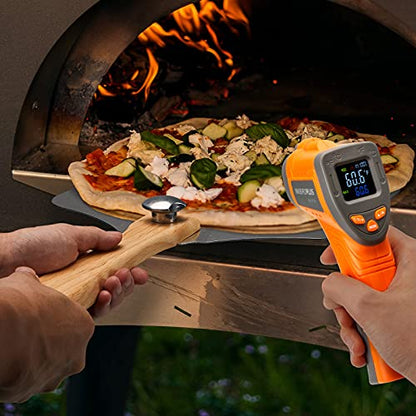  Izza Peel (14"x12") W/Pizza Cutter & Infrared Laser Temperature Thermometer Gun| INKBIRDPLUS Pizza Peel W/Foldable Wood Handle For Easy Storage To Baking & Slicing Homemade Pizza Bread Pie Pastry