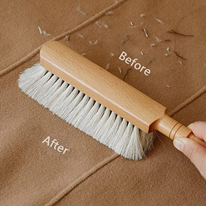  Horsehair Hand Brush Soft Bristles Oiled Beech Wood Handle Small 12 Inch Long (White Horsehair)