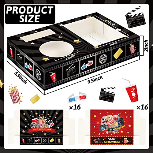  32Pcs Movie Night Snack Trays Hold Popcorn Candy Food Drink, Movie Theater Popcorn Holder Disposable Movie Boxes Supplies For Kid's Birthday Party Concession Stand Carpet Family