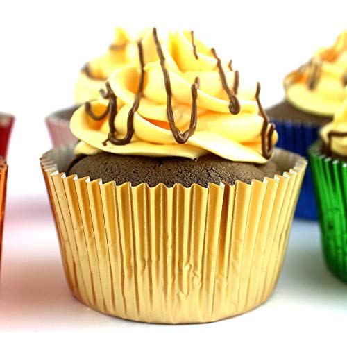  Gold Foil Metallic Cupcake Case Liners Wrappers Baking Muffin Paper Cups 198 Pcs