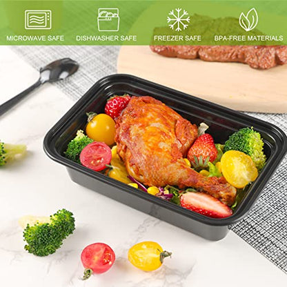  50 Pack Meal Prep Plastic Food Containers With Lids 24oz, 1 Compartment Disposable Food Storage Containers, Reusable Lunch Boxes Food Grade Bento Box, Microwave/Freezer/Dishwasher Safe