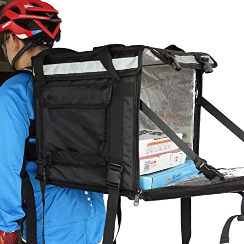  K-64B: Big Pizza Delivery Backpack, Food Bag, Side+Top Loading, Zipper Closure, 16" L X 16" W X 16" H