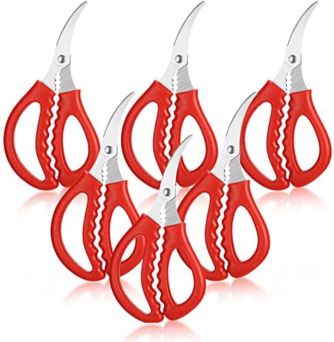  Kitchen Seafood Scissors Multifunctional Stainless Steel Shears Seafood Fish Crab Shrimp Lobster Scissors For Kitchen Seafood Peeling Tools (3, Red)