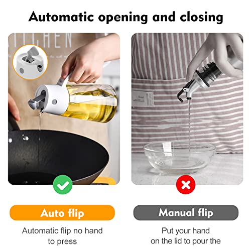  Glass Olive Oil Dispenser Bottles For Kitchen, Automatic Flip Cooking Oil Dispenser Bottle, Vinegar Dispenser Bottle, 650ML 22oz