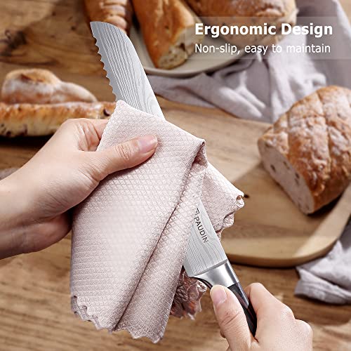  Bread Knife 8 Inch, Ultra Sharp Serrated Knife, Bread Knife For Homemade Bread, German High Carbon Stainless Steel Professional Grade Serrated Bread Knife, With Ergonomic Handle And Gift Box